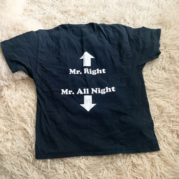 Funny Tee Plus Size Mr. Right & Mr. All Night 3X black White - Picture 3 of 8